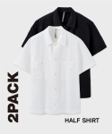 노이어(NOIRER) 2PACK 오버핏 리플 하프 셔츠