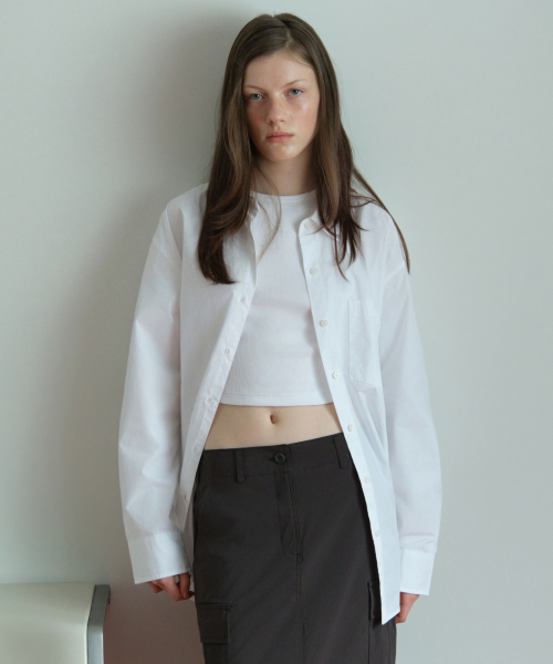 무신사 스탠다드 우먼() 우먼즈 오버사이즈 워시드 포플린 셔츠 [화이트] 상품 이미지