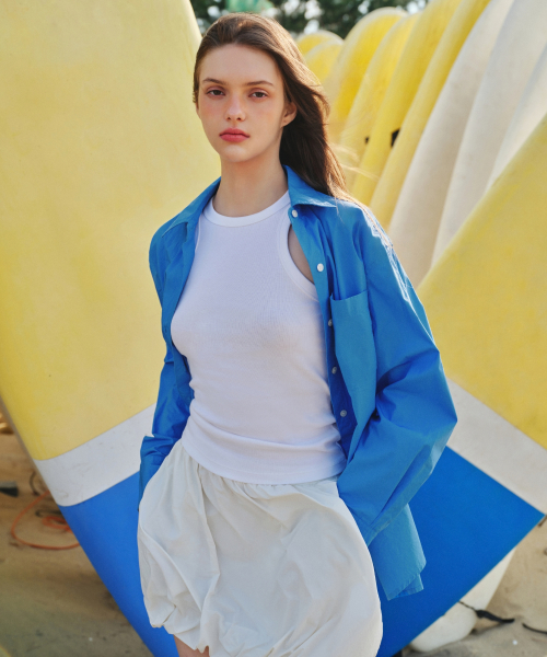 무신사 스탠다드 우먼() 우먼즈 오버사이즈 워시드 포플린 셔츠 [블루] 상품 이미지