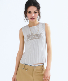 BOAT-NECK FITTED KNIT VEST BEIGE