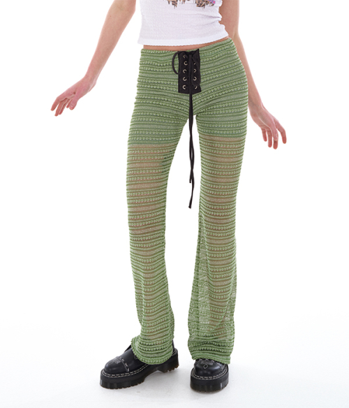 ★YOUTHBATH★EYELET STRING KNIT PANTS_GREEN★正規品/直送料込 유쓰배쓰(YOUTHBATH) EYELET STRING KNIT PANTS_GREEN - 사이즈