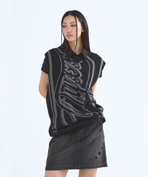 JACQUARD логотип трикотаж жилет чёрный