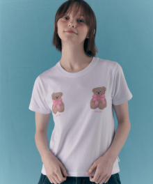 Ribbon bear 크롭 반팔 티셔츠 ACR501 (화이트)