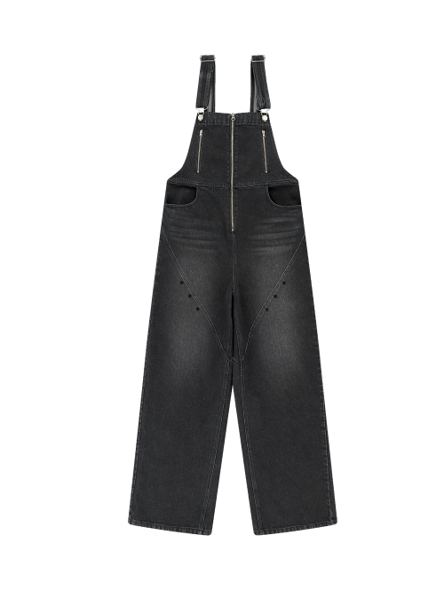 ZIPPER акцент джинс OVERALLS[чёрный]