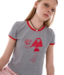 POINTING GIRL T-SHIRT_GREY