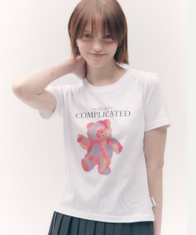 Complicated 크롭 반팔 티셔츠 ACR503 (화이트)