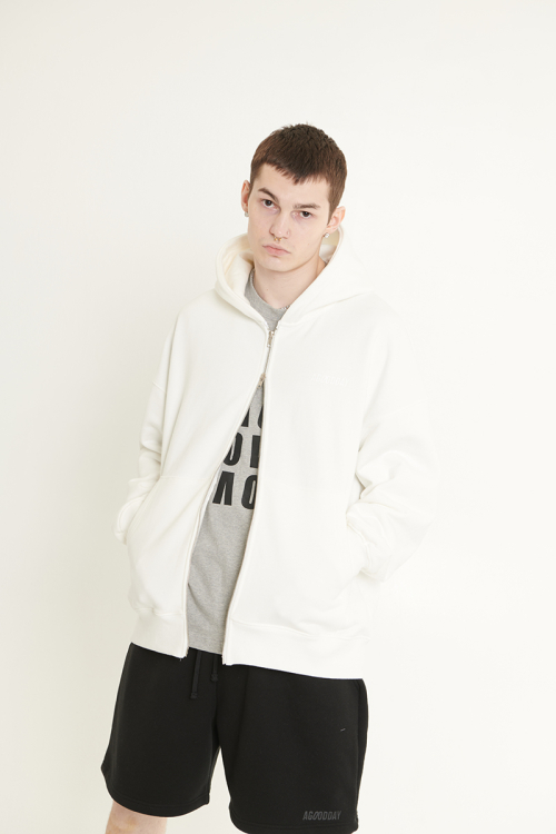 [UNISEX] SIGNATURE HOODIE ZIPUP MAN(WHITE)