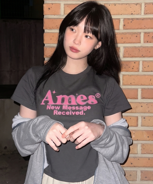 ROUND HEM CROP TEE CHARCOAL (AM2EMUT520A)