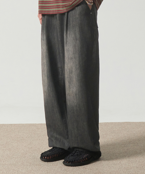 (ASI) All-Sunday WIDE LINEN LIKE DENIM PANTS_GRAY