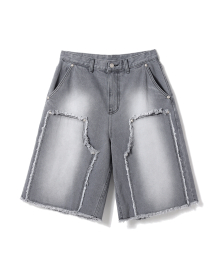 PATCHED DENIM BERMUDA SHORTS_GY
