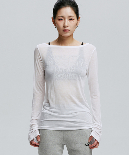 HUMAN NATURE SHEER MESH TOP_WH