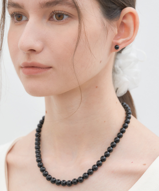할렌 simple onyx black necklace (N014_8mm)