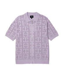 MONOGRAM JACQUARD ZIP SWEATER [LAVENDER]