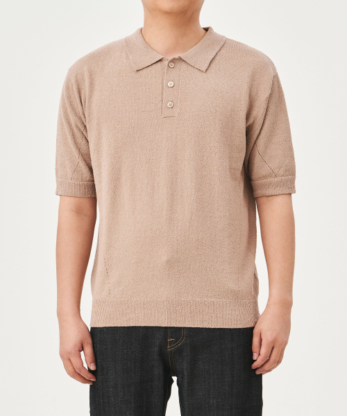 Базовый трикотажный короткий поло-рукав Beige