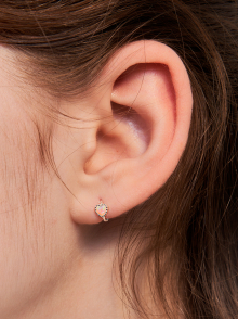 opal mini heart earring
