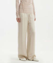 Fluid Straight-Leg Pants - Light Beige