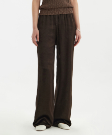 Fluid Straight-Leg Pants - Dark Brown