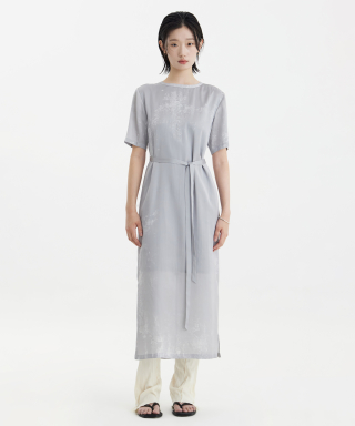 유스(YOUTH) Half Sleeve Dress - Grey Printin...