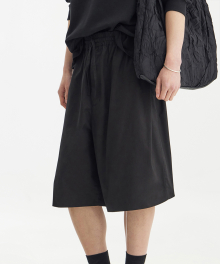 Wide String Half Pants - Black