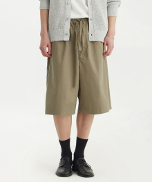 Wide String Half Pants - Beige