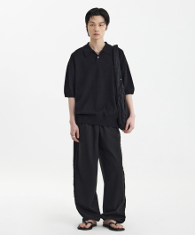 H/S Knit Collar T-Shirt - Black