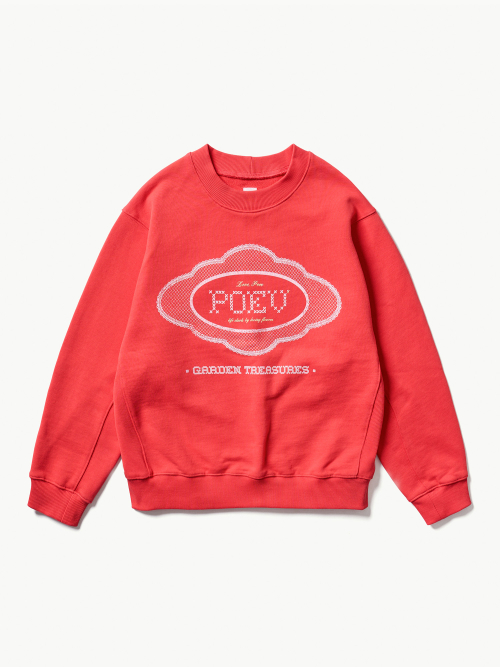 Lace Applique Sweatshirt - Bright Red