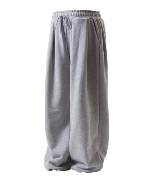 Широкие брюки с глубокими складками на шнурке (Grey)