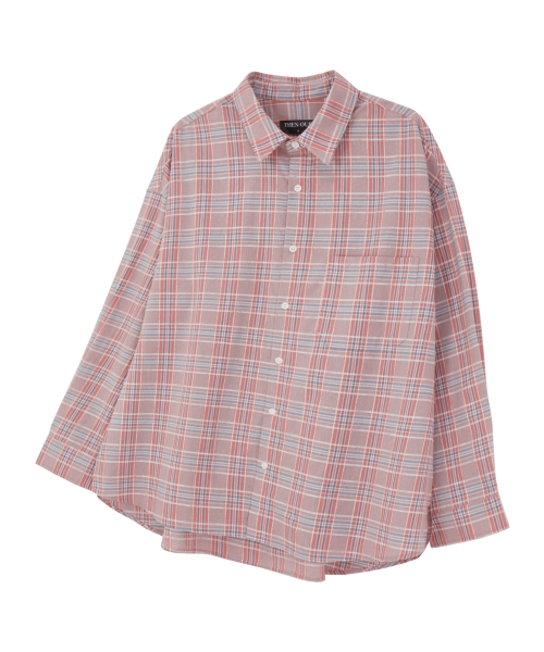 Винтажная оверсайз рубашка в клетку (Pink)
