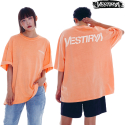 베스티리아(VESTIRYA) 피그먼트 레터링 오버핏 오렌지 티셔츠