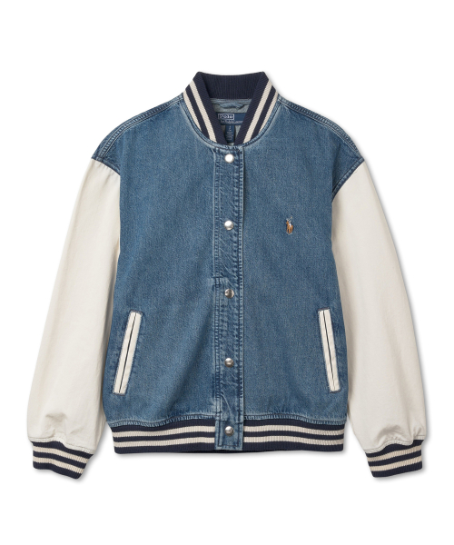 폴로 랄프 로렌(poloralphlauren) W 로고 플래그 보머 재킷 - 블루