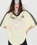 원더비지터(WONDERVISITOR) BN Heart Jersey T-shirt [Light Yellow]