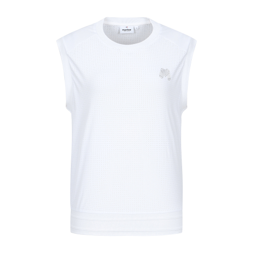 Perforated Fabric Jersey Vest_White