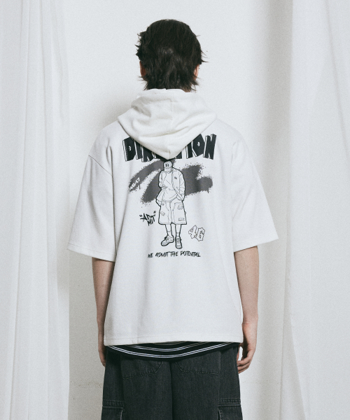 Худи с коротким рукавом и принтом сзади MQ2TU240_OFF WHITE