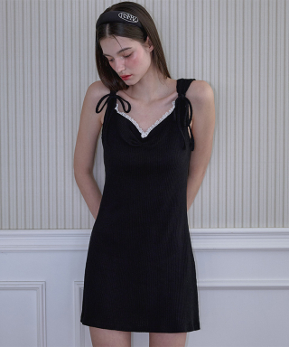 로제프란츠(ROSEFRANTZ) Lace Shirring Mini Dress [Black]...