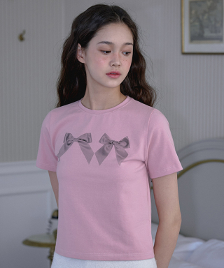 로제프란츠 Twin Ribbon T-shirt [Pink]