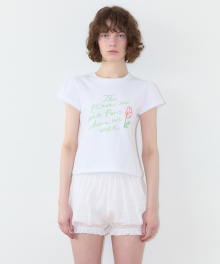 Flower Lettering Puff T-Shirt (White)