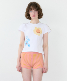 Floral Leaf Puff T-Shirt (White)