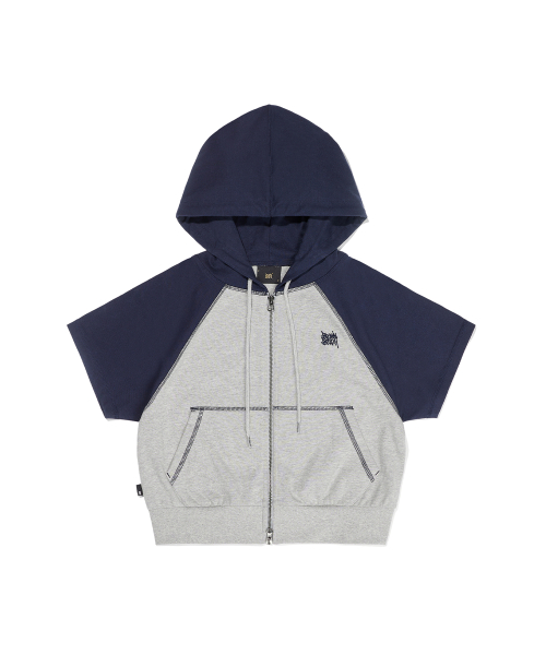 브라운브레스(BROWNBREATH) W TAG HALF HOOD ZIPUP - NAVY