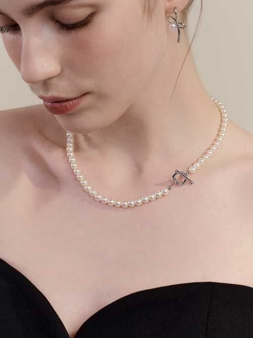 헤이(HEI) taky heart toggle pearl necklace - 후기 | 무신사