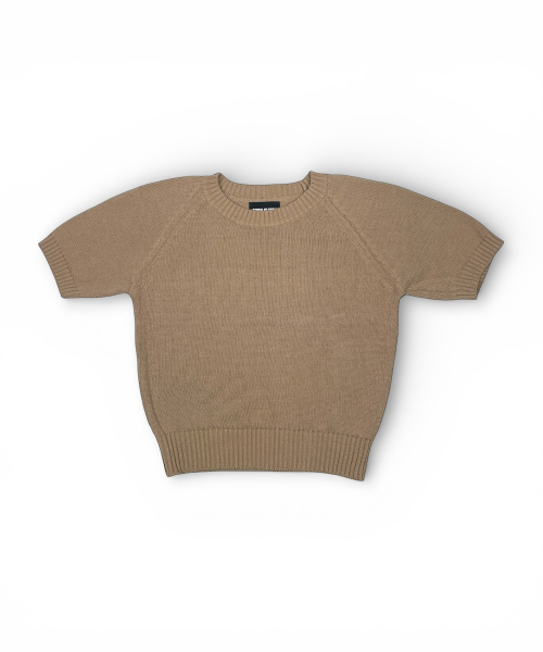 Raglan Half-Sleeve Knit (Brown)