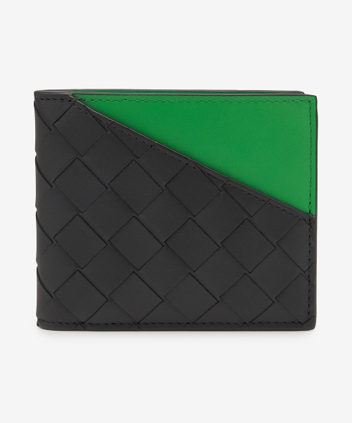 MUSINSA BOTTEGA VENETA Intrecianto Half Wallet Green Black 619390VCPQ71023