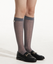 SEQUIN SEE THROUGH OVER KNEE SOCKS CHARCOAL