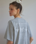 레터프롬문(LETTER FROM MOON) 트리플 나비 자수 오버핏 반팔 티셔츠 ( 멜란지그레이 )