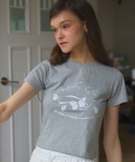 레터프롬문(LETTER FROM MOON) 버터플라이 리본 크롭 티셔츠 ( 멜란지그레이 )