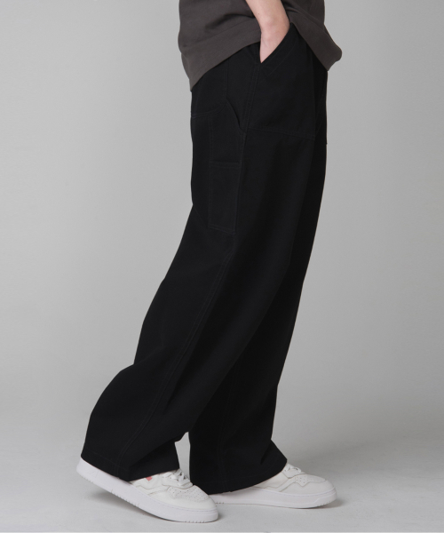 Широкие брюки карго из вареного хлопка (Black)