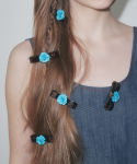 펀프롬펀(FUNFROMFUN) ROSE RIBBON HAIR CLIP, BLUE