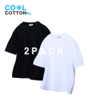 에스이에스티(S'EST) [2PACK] 쿨 코튼 반팔 티셔츠 - BLACK/WHITE