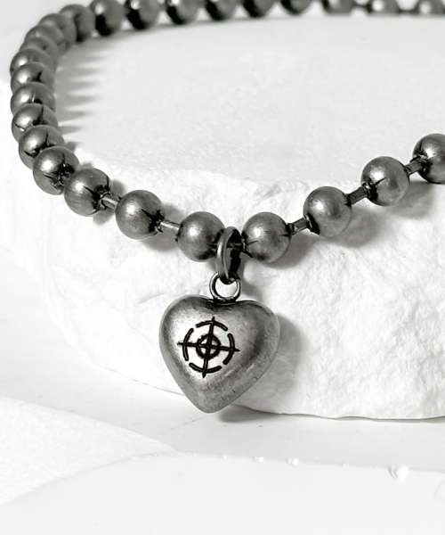 MUSINSA | BLESSED BULLET SS 6mm Mark Heart Chain Necklace-Ball Chain ...