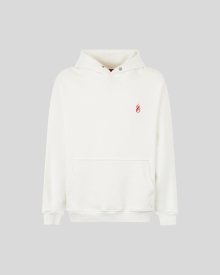 WHITE HOODIE WITH FLAME LOGO