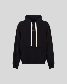 BLACK HOODIE WITH EMBROIDERED BLACK FLAMES